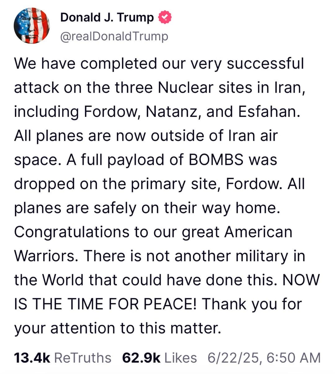 AS-Lancarkan-Serangan-ke-Fasilitas-Nuklir-Iran,-Trump-Klaim-Misi-Sukses